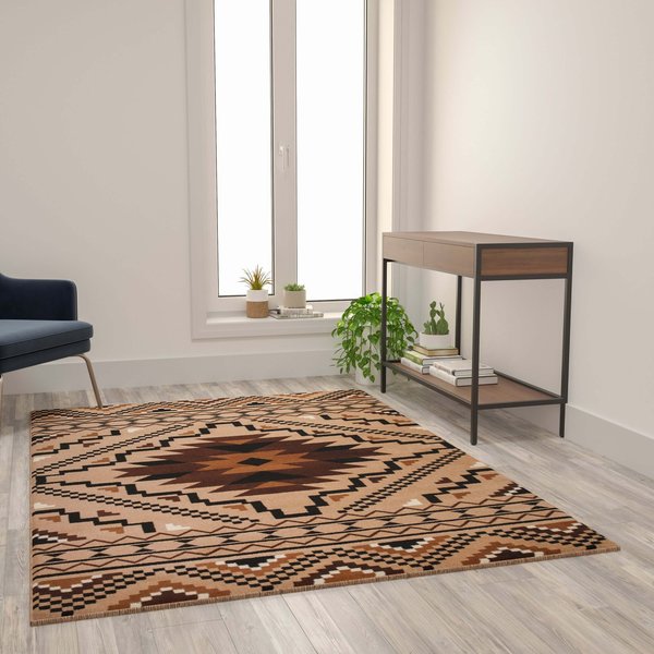 Flash Furniture Brown 5' x 7' Diamond Patterned Area Rug OK-BEI-7147A-HARDAL-57-BR-GG